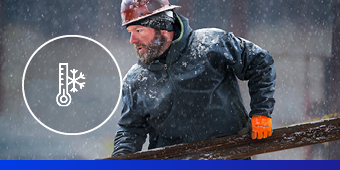  Construction worker in falling snow